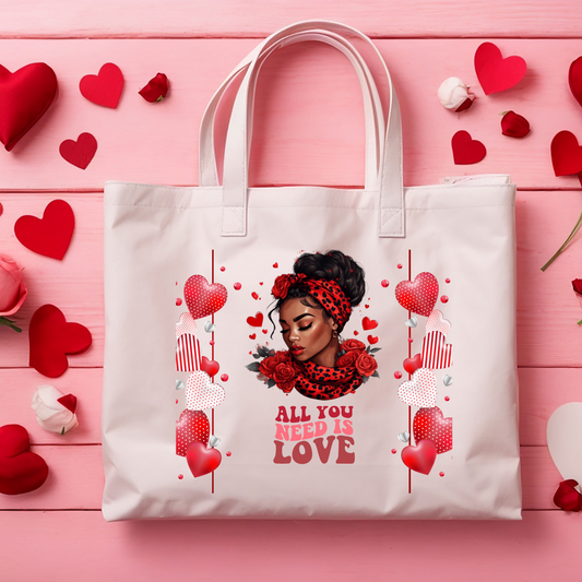 Valentines Day White tote bag * All You Need Is Love*